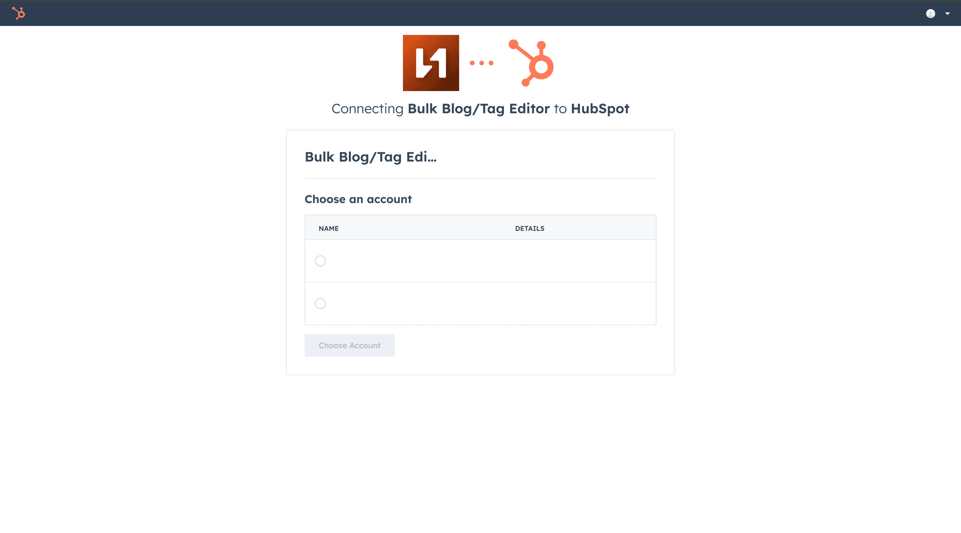 Step 2: Connect Hubspot Account